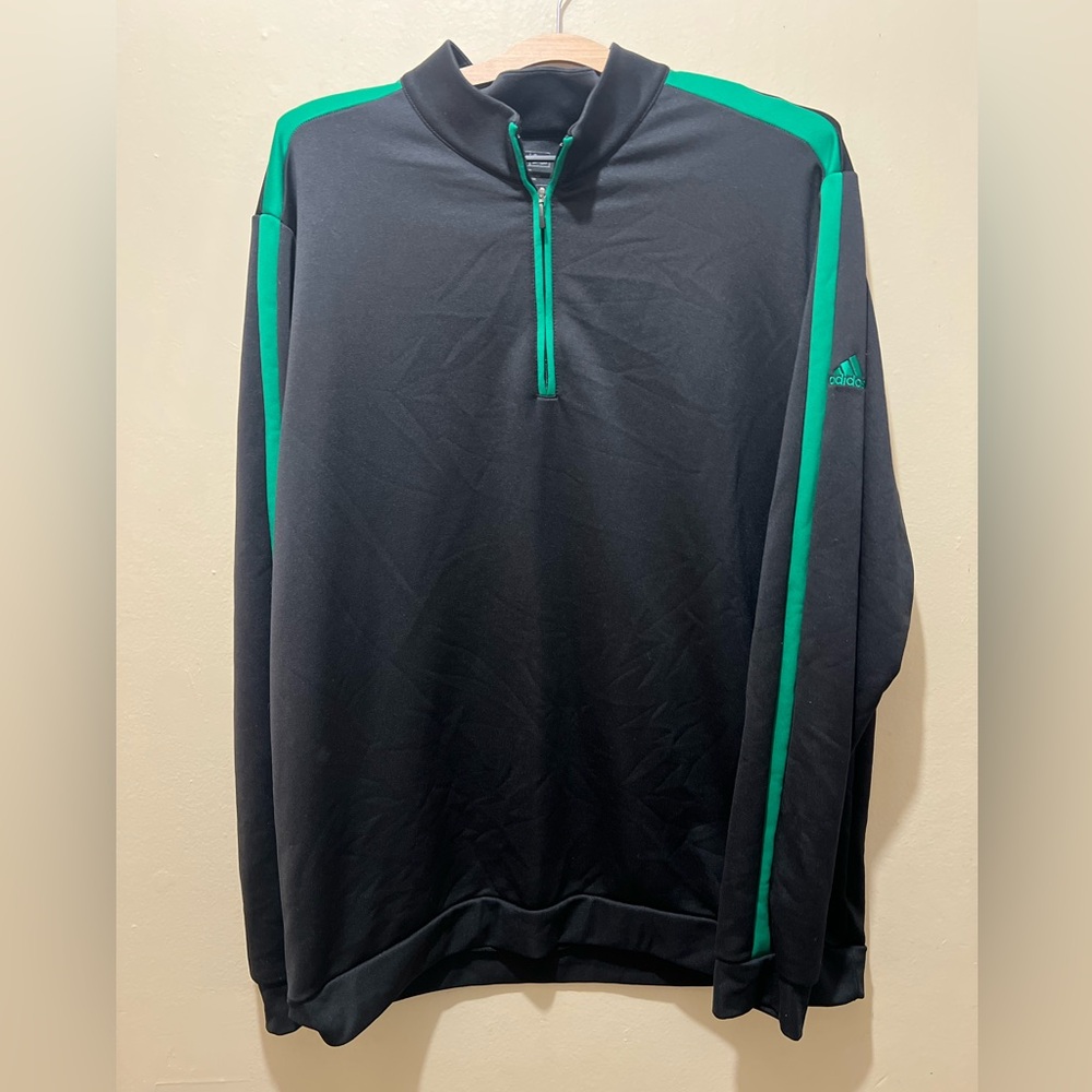 XL Adidas 1/4 Zip Pullover – Black & Green